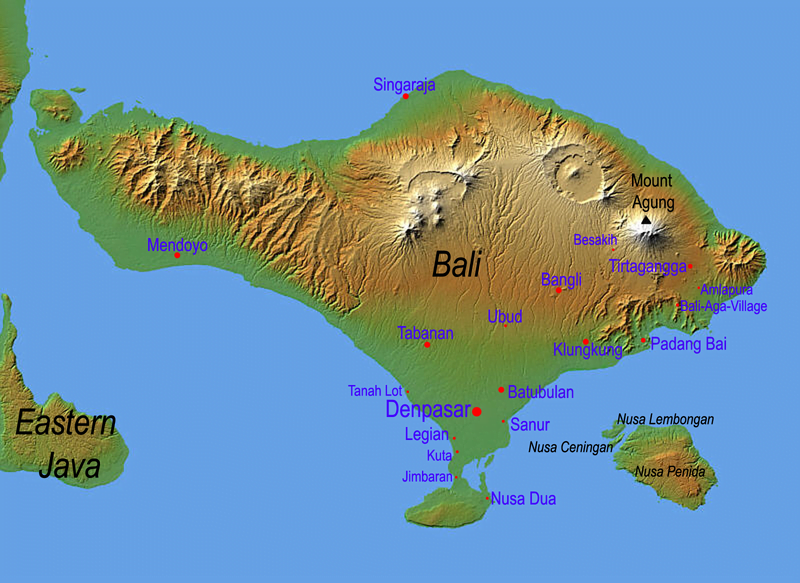 Mapa de la isla de Bali