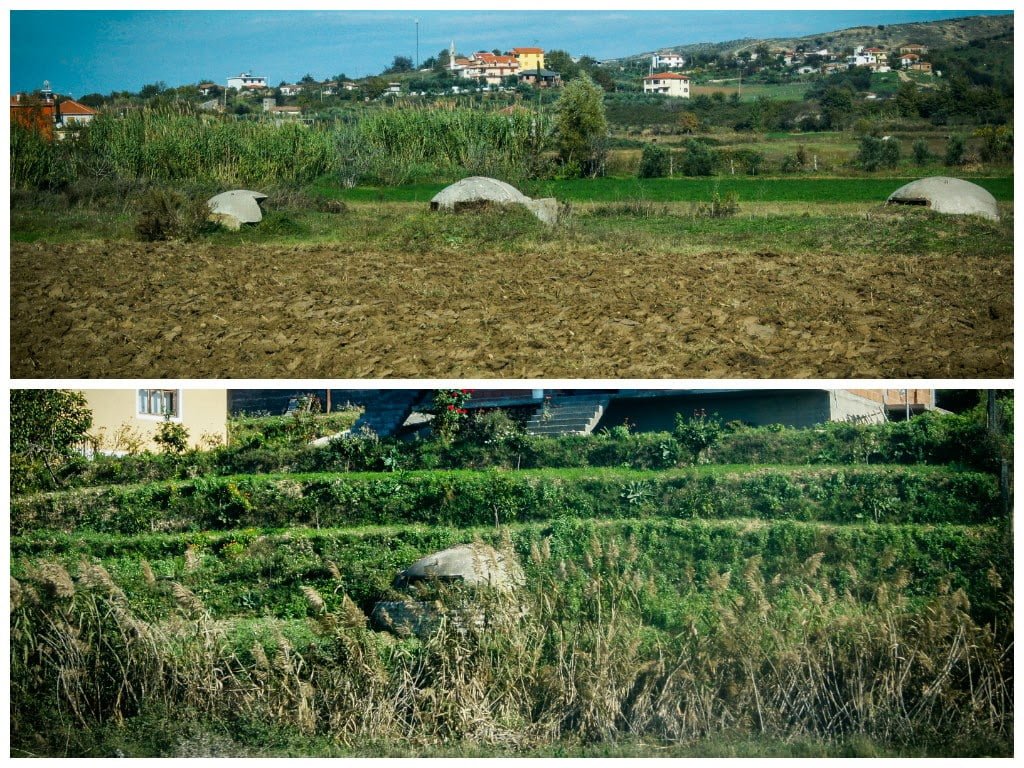 Bunkers que fuimos viendo por el camino a Berat
