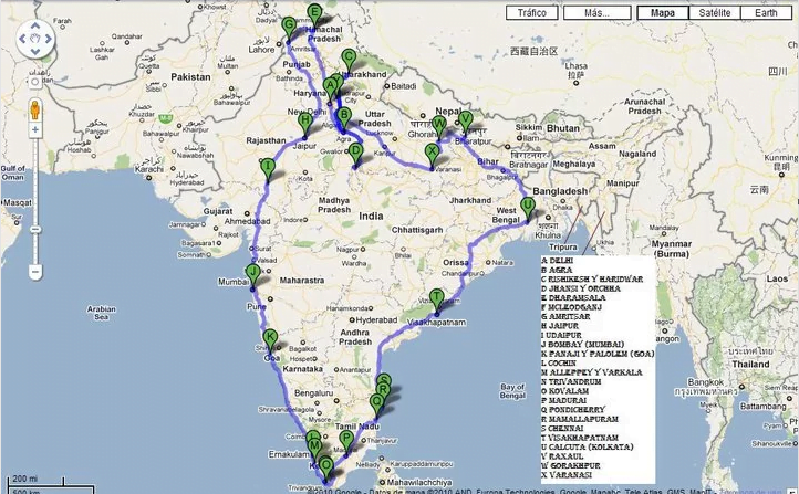 Ruta de viaje de 3 meses por la India